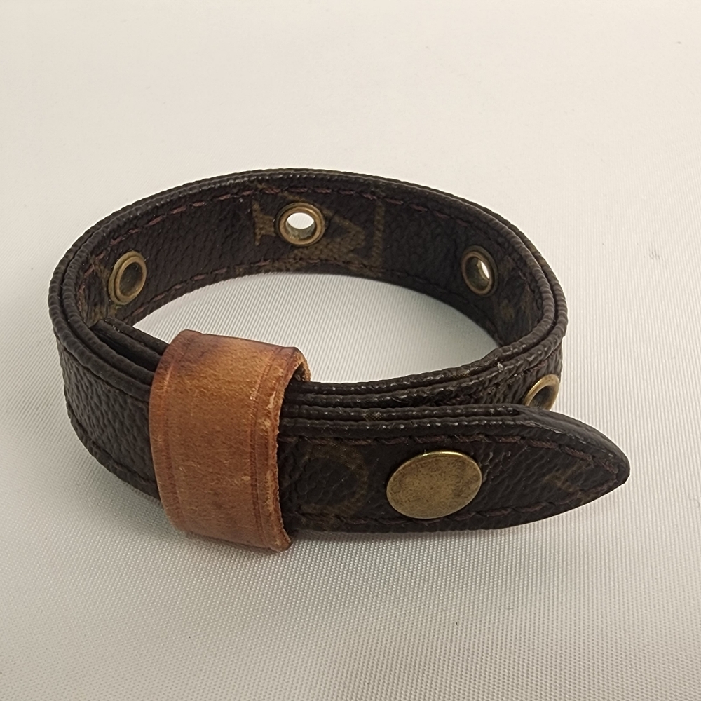 Louis Vuitton Brown Monogram Leather Strap Bracelet